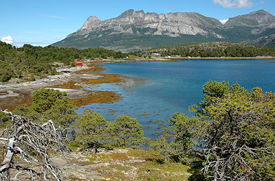 Navarsvgen, Tannya: Oversiktsbilde over nordlige del av vgen. I bakgrunnen: Tilthornet. Foto: Bent Svinnung